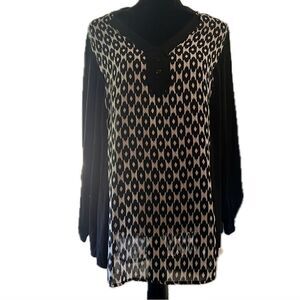 Alyx women’s‎ size 2X, semi sheer, long sleeve leopard print blouse